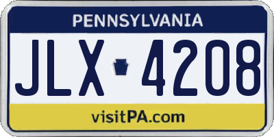 PA license plate JLX4208