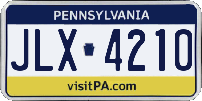 PA license plate JLX4210