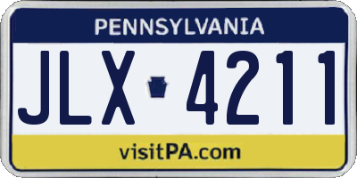 PA license plate JLX4211