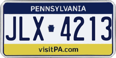 PA license plate JLX4213