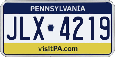 PA license plate JLX4219