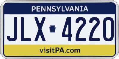 PA license plate JLX4220