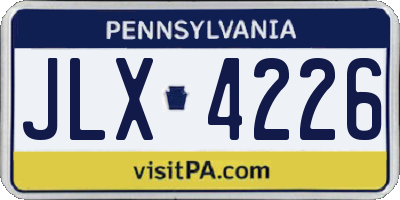 PA license plate JLX4226