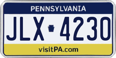 PA license plate JLX4230