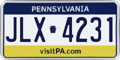 PA license plate JLX4231