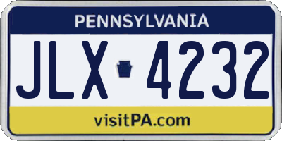 PA license plate JLX4232