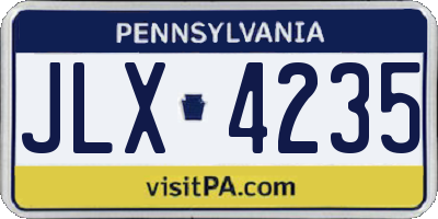 PA license plate JLX4235
