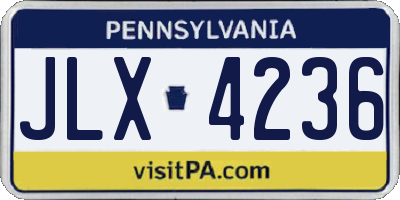 PA license plate JLX4236
