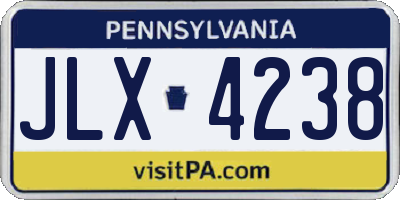 PA license plate JLX4238