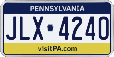 PA license plate JLX4240