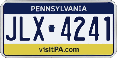 PA license plate JLX4241