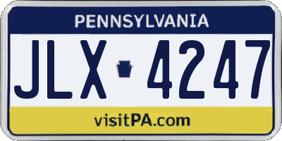 PA license plate JLX4247