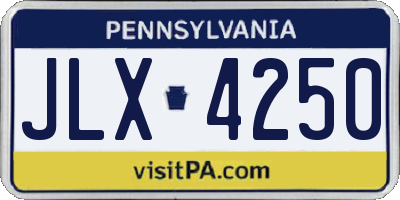 PA license plate JLX4250