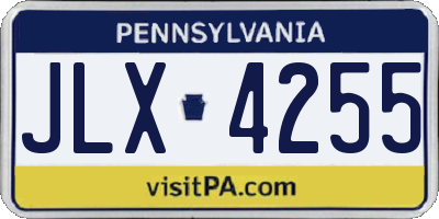 PA license plate JLX4255