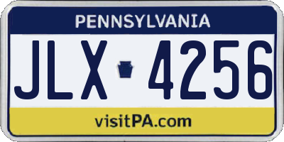 PA license plate JLX4256