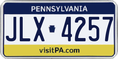 PA license plate JLX4257