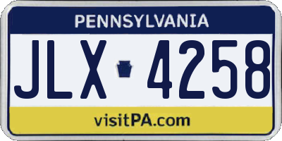 PA license plate JLX4258