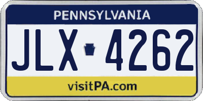 PA license plate JLX4262