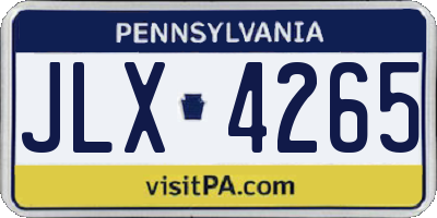PA license plate JLX4265