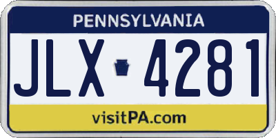 PA license plate JLX4281