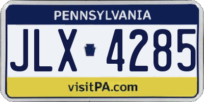 PA license plate JLX4285