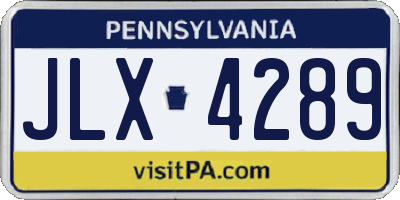 PA license plate JLX4289