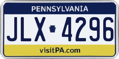 PA license plate JLX4296