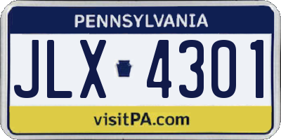 PA license plate JLX4301