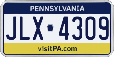PA license plate JLX4309