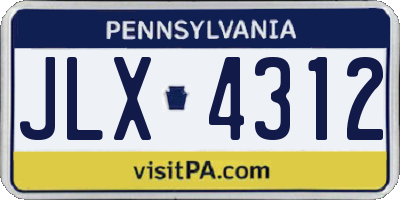 PA license plate JLX4312