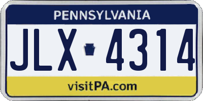 PA license plate JLX4314