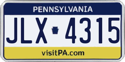 PA license plate JLX4315