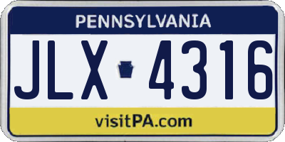 PA license plate JLX4316