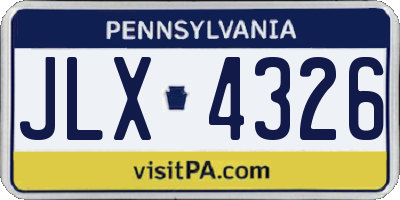 PA license plate JLX4326