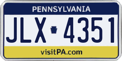 PA license plate JLX4351