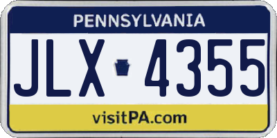PA license plate JLX4355