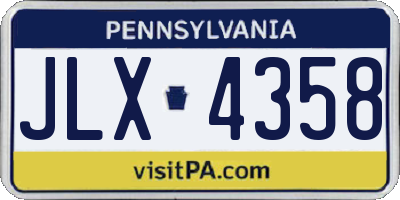 PA license plate JLX4358