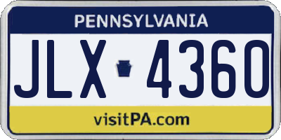 PA license plate JLX4360