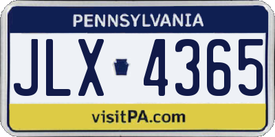 PA license plate JLX4365