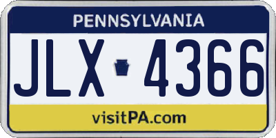 PA license plate JLX4366