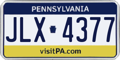 PA license plate JLX4377