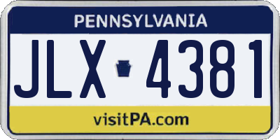 PA license plate JLX4381