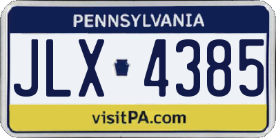PA license plate JLX4385