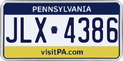 PA license plate JLX4386
