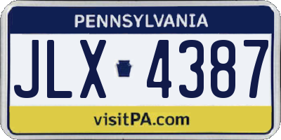 PA license plate JLX4387