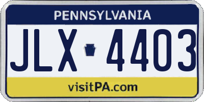 PA license plate JLX4403