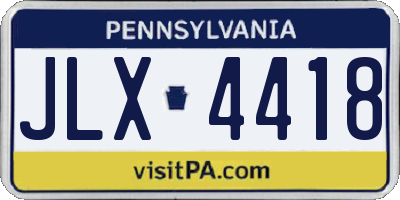 PA license plate JLX4418