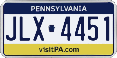 PA license plate JLX4451