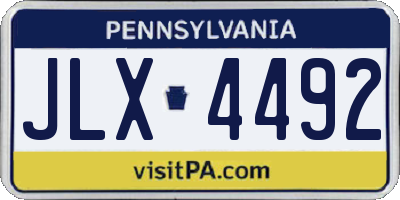 PA license plate JLX4492