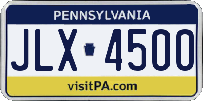PA license plate JLX4500